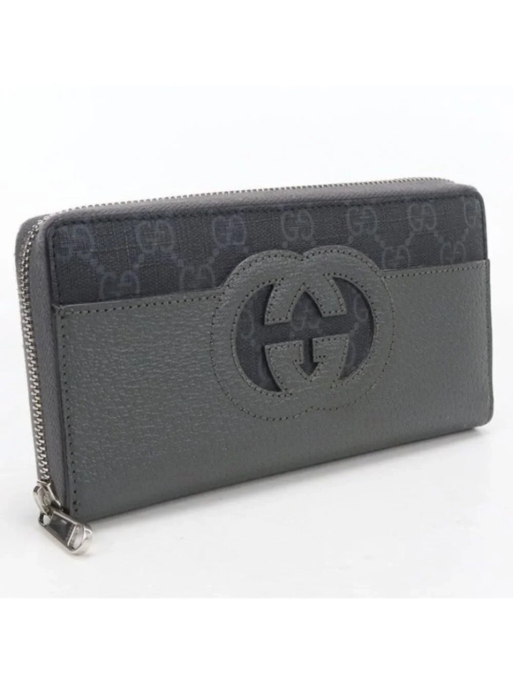 Gucci Cutout Interlocking G Wallet Zip Around Leather
